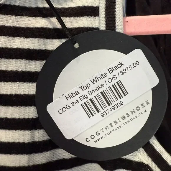 NWT COG the Big Smoke Hiba Top White Black Sz OS